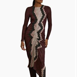 Reiss Jersey Ruched Printed Midi-Dress